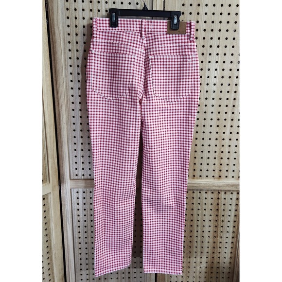 NWT Madewell The Perfect Vintage Ankle Jean Red Gingham Check W 26 Fitted Taper - Picture 2 of 13